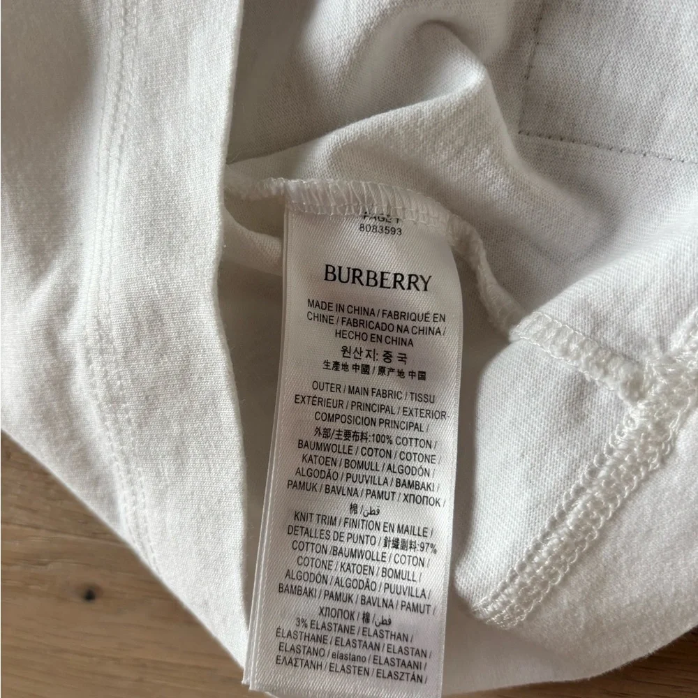 Burberry Men’s White Cotton jersey T-shirt Size Small Oversized - Picture 6 of 6